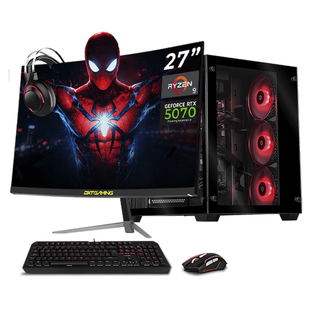 PC Gamer Completa IA Xtreme PC Gaming NVIDIA GeForce RTX 5070 AMD Ryzen 9 7900X 32GB DDR5 SSD 1TB Monitor Curvo 27 180Hz Sistema Liquido WIFI Black Alto Desempeño Creativo con IA Integrada