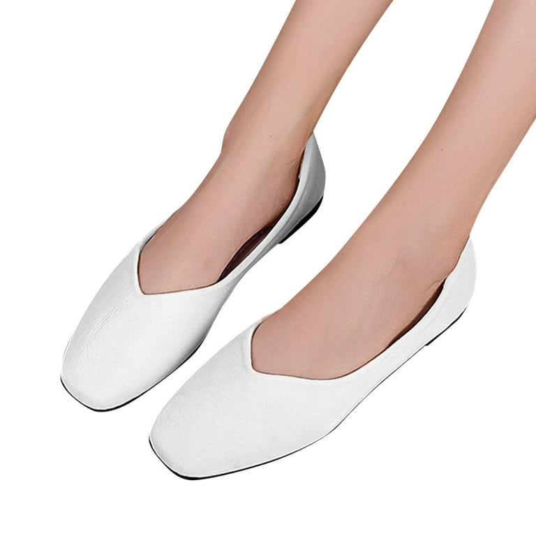 Pimfylm Flats Shoes Women Women's Orthopedic Slip-On Walking Shoes, Comfort  Loafers Wide Fit Knit Breathable Mesh Beige 8.5 