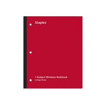 TRU RED Wireless 1-Subject Notebook 8.5"x11" College Ruled 80 Sheets Red TR58379M