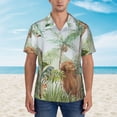 thumbnail image 2 of Logiee Watercolor African Animals Wildlife Print Mens Hawaiian Shirts,Loose-Fit Short Sleeve Button Down Tropical Aloha Beach Shirt,Summer Vacation Wedding Tops,Medium, 2 of 7
