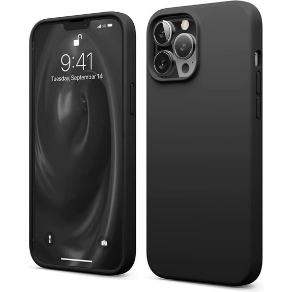 iPhone 13 Pro Max Case Silicone 6.7 inch - liquid Silicone Case, Full Body Screen Camera Protective Cover, Shockproof, Slim Phone Case [Black]