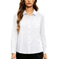 thumbnail image 4 of ClodeEU Women's Collared Button Down Long Sleeve Shirt,Casual Office Blouse White,Women's Plus L, 4 of 6
