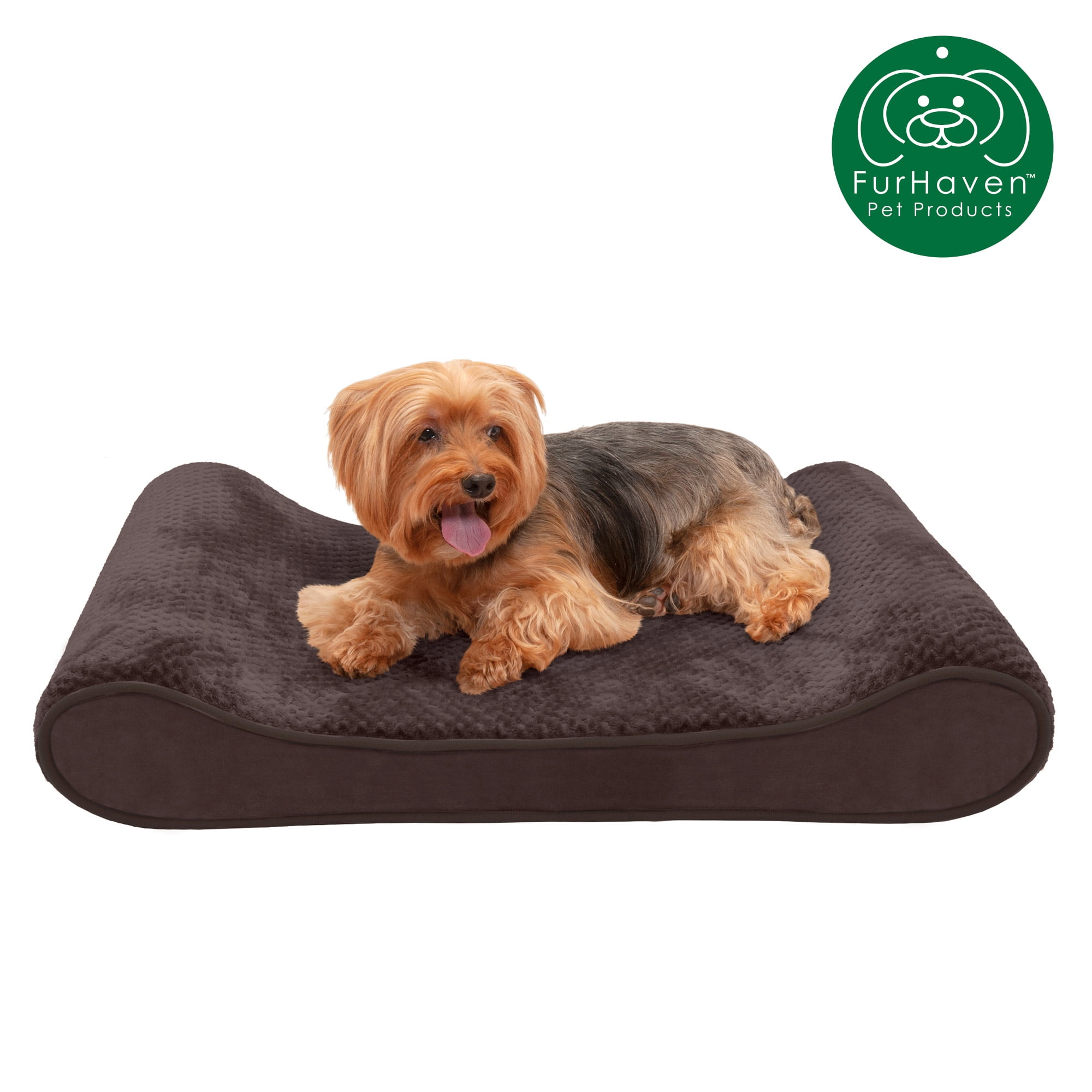 誠実】 Furhaven Pet Bed for Dogs and Cats Sherpa Flannel Paw D cor Oval  Cuddler Dog with Removable Washable Cover Pillow Cushion Twilight B 