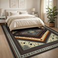 thumbnail image 3 of ODIKA 8'x10' Ultra-Soft Area Rug, Spotted Tricolor Mosaic Interlocking Abstract Inspired Motif None Washable, Bare feet friendly, Silk-Touch for Bedroom, Under Sectional, 3 of 7