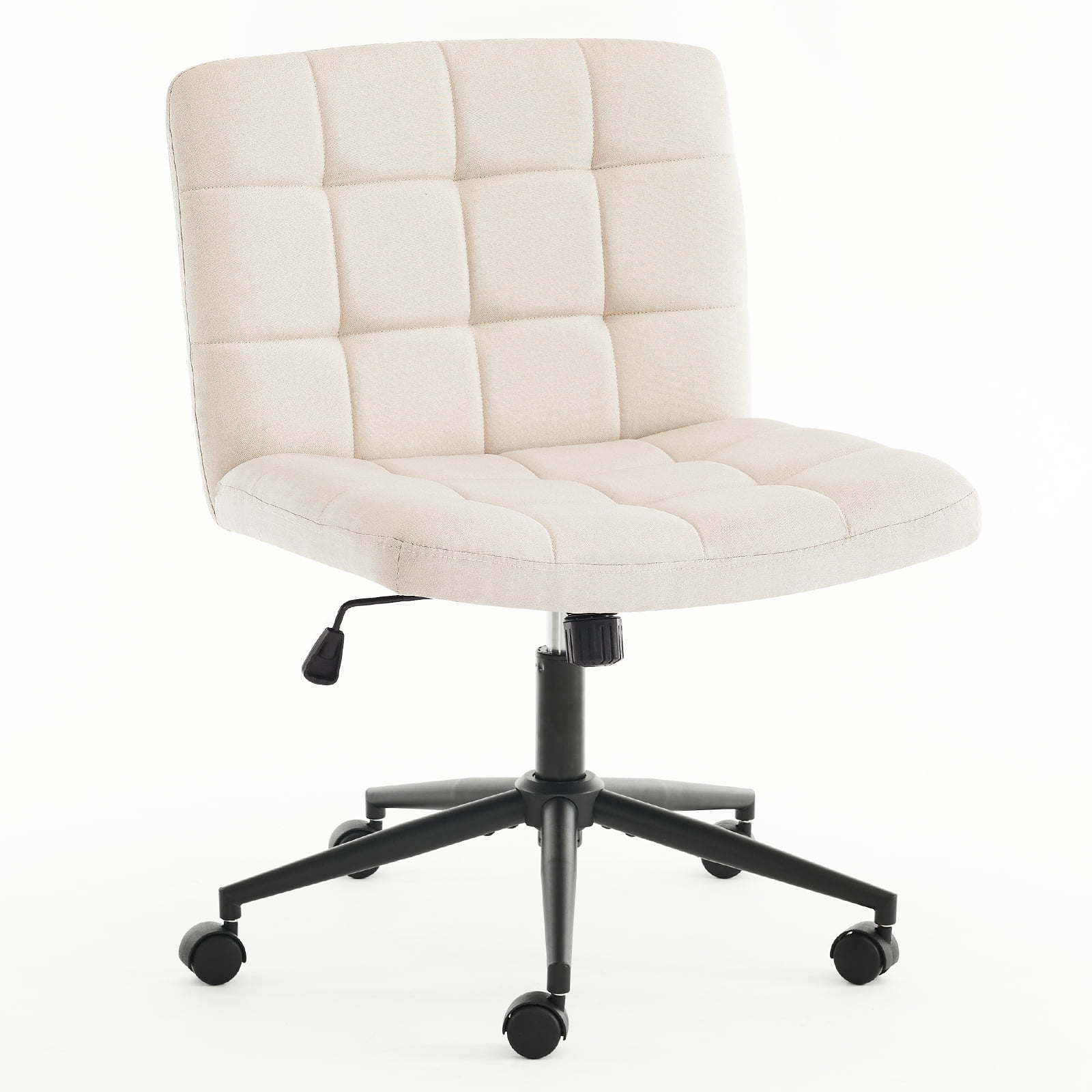 Fumahaus Indoor Easy to maintenance Linen Armless Swivel Desk Chair, Beige