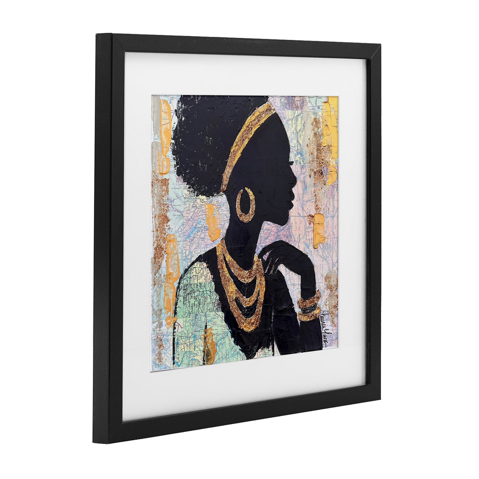 Stupell Industries Jewelry Clad Girl Silhouette Black Framed Print Under Glass, design by Lauren Luna