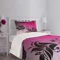 thumbnail image 5 of Ambesonne Shabby Flora Quilted Bedspread Set 2 Pcs, Victorian Branch, Twin Size, Magenta Black, 5 of 6