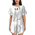 thumbnail image 1 of Balery Cute Ghost Simple Drawing Conjunto de Pijama para Mujer con Estampado, Dos Piezas de Manga Corta y Shorts, Ropa de Dormir Suave con Cuello Redondo y Bolsillos-X-Large, 1 of 1