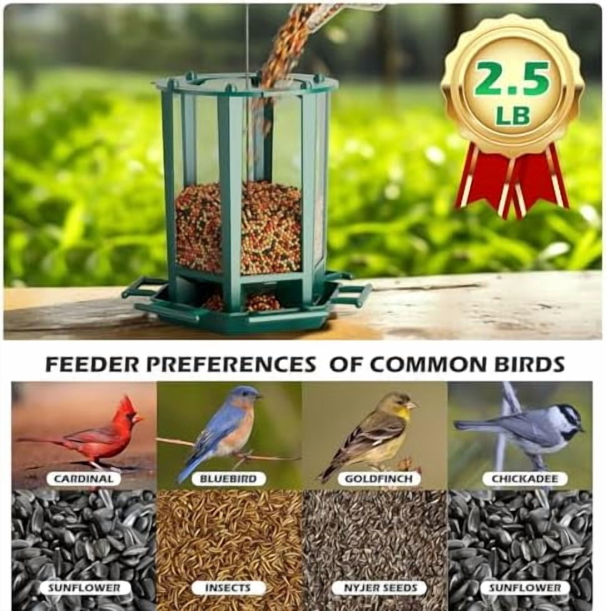 4 Pack Bird Feeders for Outdoor Hanging, 10 LB Fun Installation Retro Pagoda Design Bird Feeder, Attracting Wild Birds Chickadees Goldfinches Cardinals Finches and Sparrows (Green)