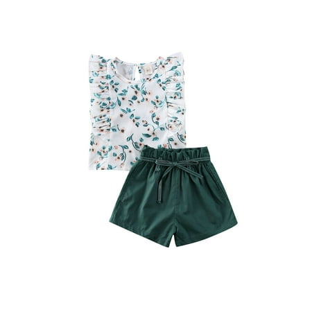 

BeQeuewll Toddler Baby Girls Summer Clothes Flower Tops Pants Shorts Outfit