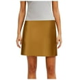 thumbnail image 4 of vigerkar Women's Mini Skirts Casual High Waisted Stain Silk A-Line Zipper Summer Short Skirt Party skirts Gold, M, 4 of 4