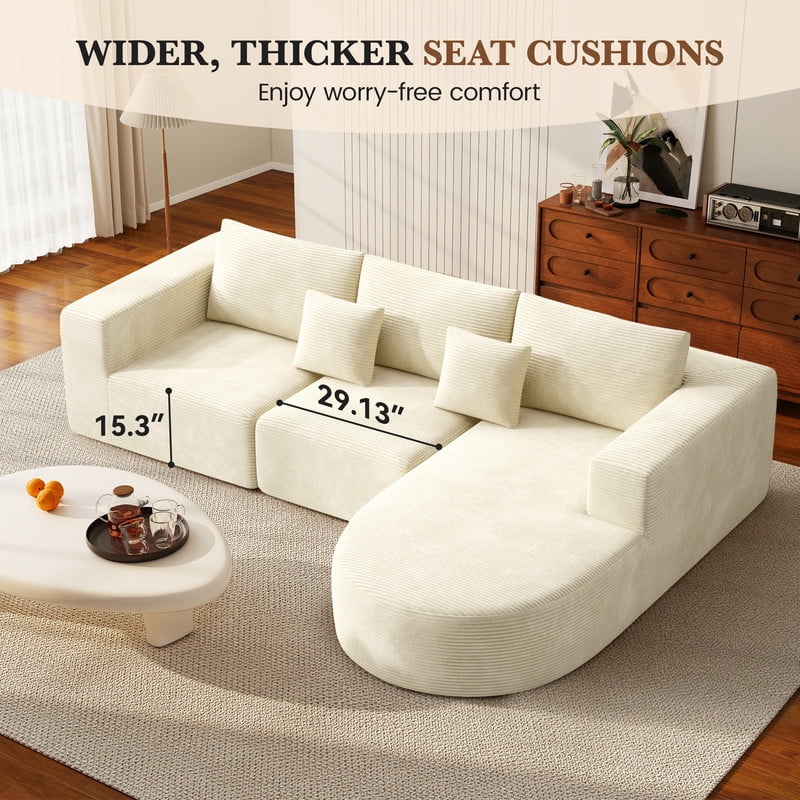Daluvenix 104” Modular Sectional Sofa Cloud Sectional Couch with Deep Seat Modern Modular L-Shape Sofa Couch with Chaise Upholstered Couches for Living Room Bedroom