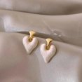 thumbnail image 1 of Pendientes de tuerca de amor para mujer, luz coreana, lujo, blanco, gota de aceite, moda elegante, regalos de joyería de Metal, nuevo, 2023, 1 of 4