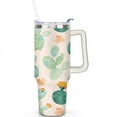 thumbnail image 2 of Cactus 40 Oz Tumbler with Handle Lid and Straw, Stainless Steel Double Walled Vacuum Insulated Cup, Cute Anniversary Wedding Birthday Gifts Tumbler for Women Men Friends Outdoor Indoor, 2 of 7