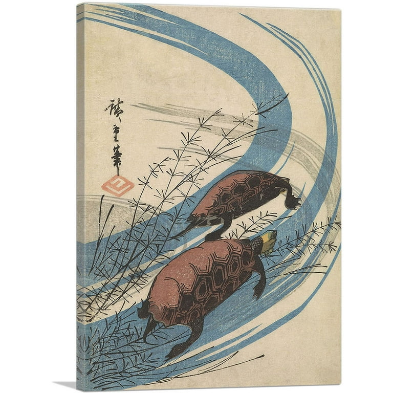 ARTCANVAS Two Turtles Canvas Art Print by Utagawa Hiroshige - Size