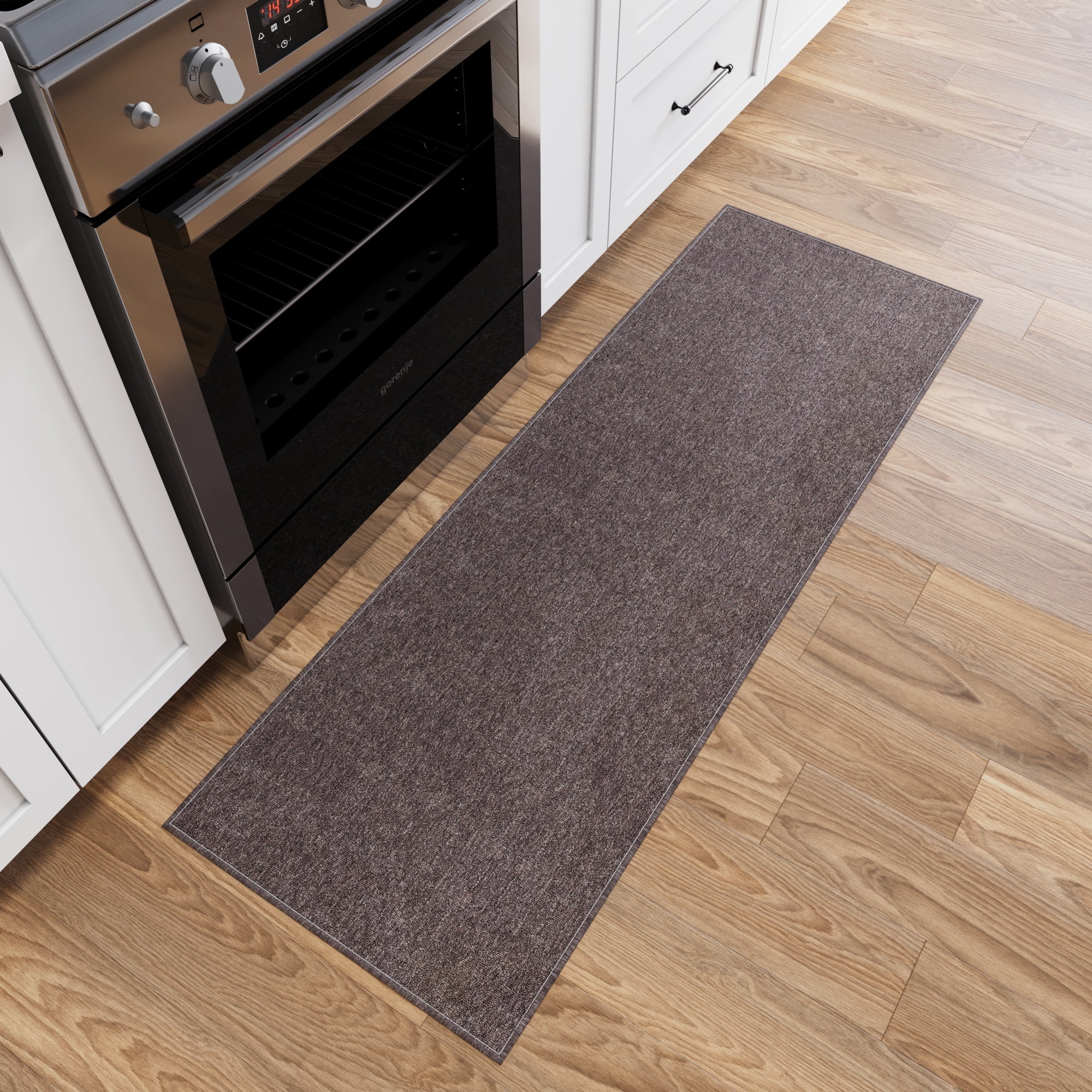 Ottomanson Non-Slip Hallway Runner Rug 20" x 59" Stain-Resistant Low Pile Carpet for Kitchen, Brown