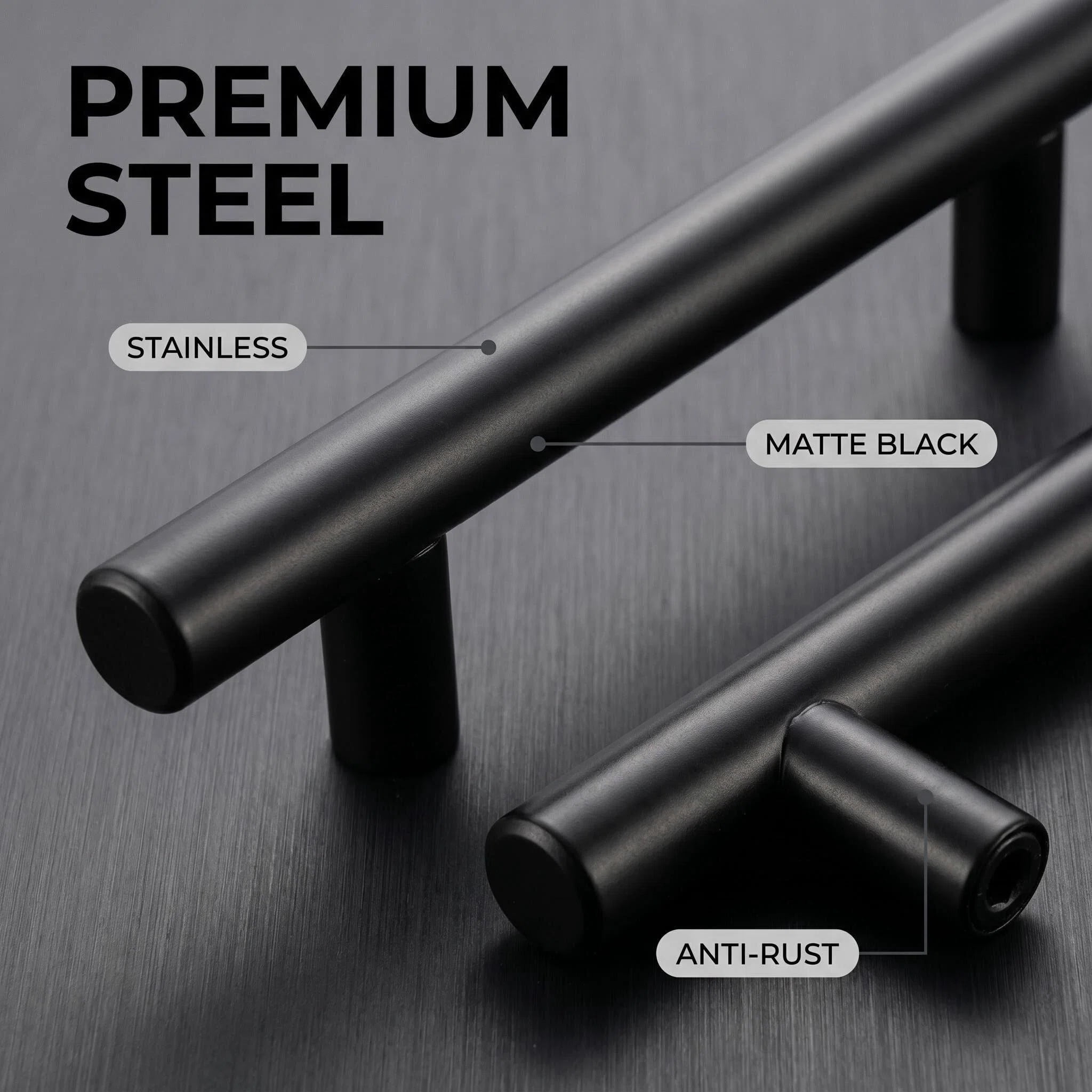 Fitviso 10 Pack 3-1/4 inch (Center to Center) Matte Black Cabinet Pulls
