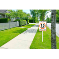 thumbnail image 4 of Eveokoki Slow Down Speed Limit 15 Kmh Sign with Stake 7x8.8inch Yard Sign Yard Decoration Rustproof Outdoor Aluminum Sign for Yard Garden Lawn Street Outdoor, 4 of 6