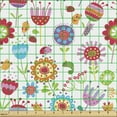 thumbnail image 2 of Ambesonne Flower Fabric by the Yard Upholstery, Playful Garden Flowers, 1 Yard, Multicolor, 2 of 5