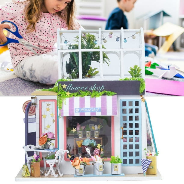 Modèle De Magasin De Fleurs, Kit De Maison De Poupée Ludique Bricolage En  Bois Avec Lumière LED Pour Garçon Pour Fille Pour Enfants Pour Maison De  Jeu 