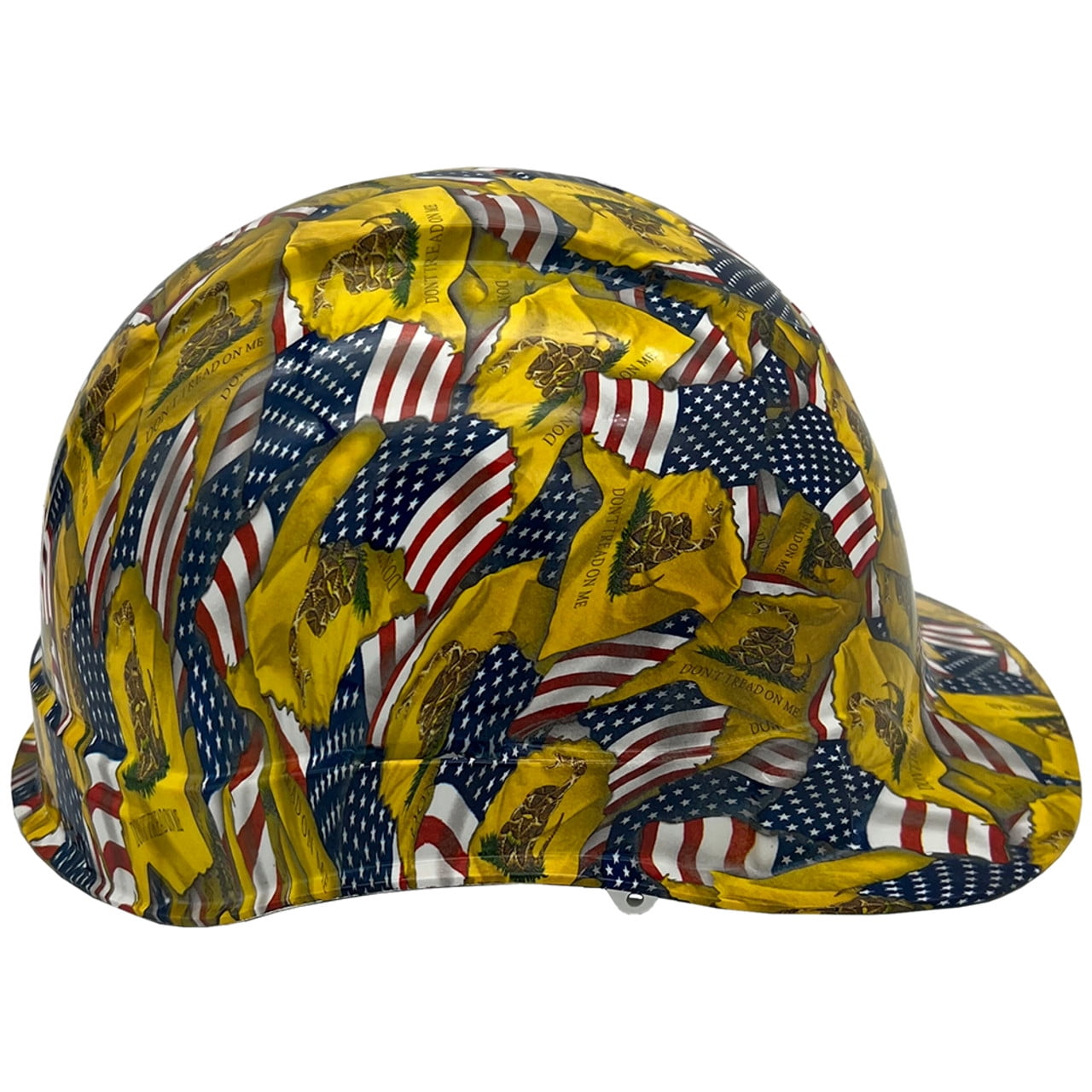 Don't Tread on Me USA FLAG Design Hydro Dipped Hard Hats Cap Style with 4 Point Suspension