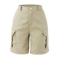thumbnail image 4 of Women's Shorts Summer Solid Color Pocket Casual High Waist Hot Bermuda Cargo Board Gym Beige Bottoms Sizes M, 4 of 6