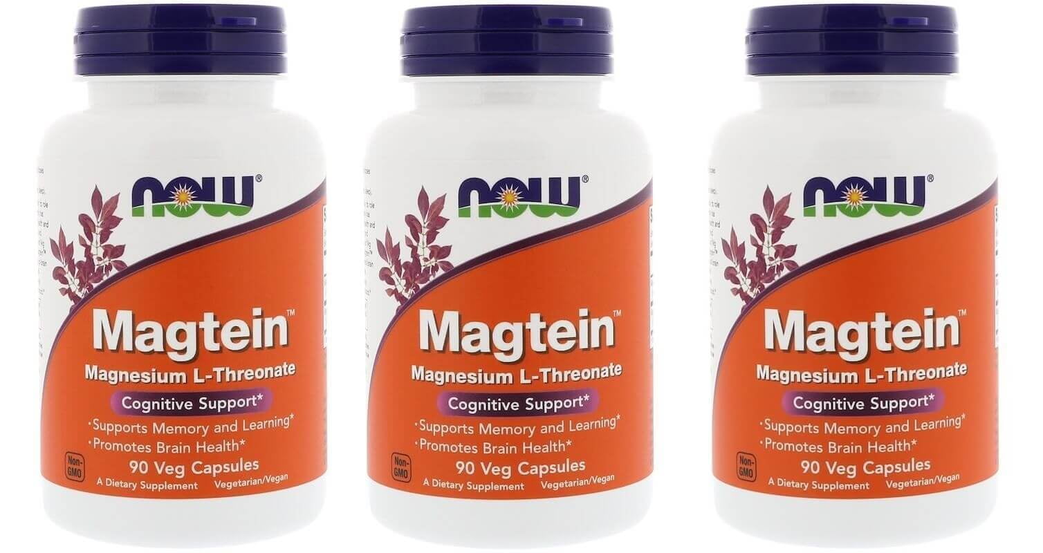 Now Foods Magtein, Magnesium LThreonate, 90 Veg Capsules 3 Packs