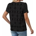 thumbnail image 5 of Mutghys Lace Tops for Women Solid Color Hollow Printed Crew Neck Short Sleeve T Shirts Soft Lightweight Outdoor Shopping Vacation Recreation Shirts, 5 of 6
