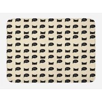 Cat Bath Mat, Young Black Kitties Sneaking on and Saying Hi Lovely and Playful Domestic Pets, Non-Slip Plush Mat Bathroom Kitchen Laundry Room Decor, 29.5 X 17.5 Inches, Ivory Black Ruby, Ambesonne