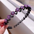 thumbnail image 7 of vlrwzc Rhinestone Headband, 2 Pcs Fashion Non-Slip Crystal Flower Elastic Wavy Hairbands Hair Hoop Hair Accessories for Women, 7 of 7