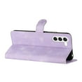 thumbnail image 3 of SaniMore Wallet Case for Samsung Galaxy S23 Plus 6.6" 2023, PU Leather Embossed Flower Shockproof [Card Slots + Cash Pocket + Removeable Wrist Strap] Kickstand Full Protective Business Shell, Purple, 3 of 11