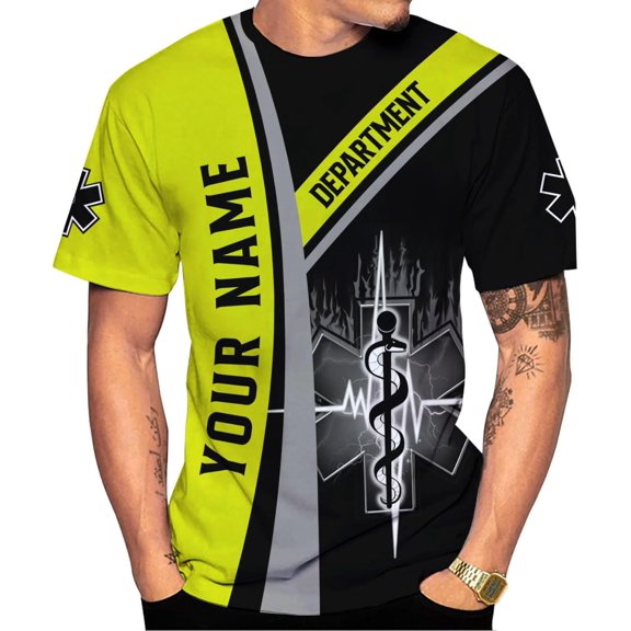 Custom EMS EMT Shirts Men Women, Personalized Paramedic Uniform Emergency Medical Technician Apparel, EMS Week Gifts (DefaultTitle, S)