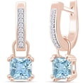 thumbnail image 3 of beryl_creation 925 Sterling Silver 2Ct Princess Cut Aquamarine Drop Dangle Earring's For Women's 14K Rose Gold Plated, 3 of 4