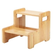 Uyoyous Wooden Step Stools, Foot stool with Handles Sturdy Step Stool For Kids