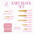 thumbnail image 2 of Paris Hilton 13-Piece Knife Block Set with Acrylic Shield, Gold Titanium-Coated Stainless Steel Blades, Pink Faceted Handles, 2 of 5