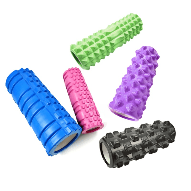 Columna de yoga hueca de EVA de 33 cm, palo de masaje de fitness muscular con forma de diente de lobo y puntos tridimensionales, eje de espuma de alta dureza 3D
