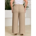 thumbnail image 6 of SHEWIN Womens Plus Size Pants Wide Leg Pants Palazzo Drawstring Elastic Waist Lounge Pants Spring Summer Lightweight with Pockets Khaki 4X, 6 of 11