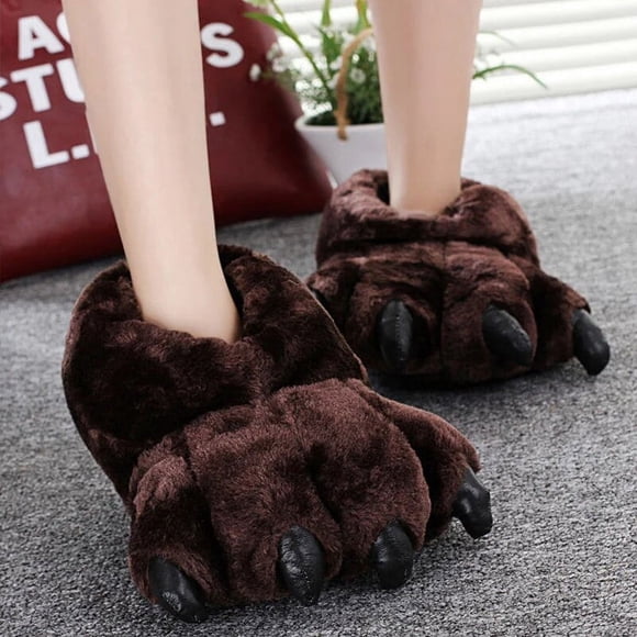 Women's Girl's Winter Slipper Shoe 2021 New Designer Christmas Animal Slippers Bear Paw Thick Fur House Shoes for Wife Daughter