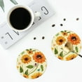 thumbnail image 5 of Pofeuu Sunflowers And Butterflies Print Leather Coasters Set of 6, Round Cups Mugs Mat Pad for Home Kitchen Heat Resistant Drink Coasters,Round Shape, 5 of 7