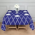 thumbnail image 3 of Blue Geometric Quatrefoil Pattern Square Tablecloth,Waterproof Square Table Cover,Wipeable Spillproof Washable Table Cover for Home Kitchen Party Decor 42"X42"(107x107cm), 3 of 6