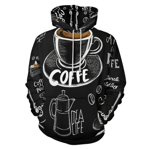 Coffee Pattern Men's Women Vintage 3D Hooded Sweatshirt - All-Season Loose Fit Streetwear