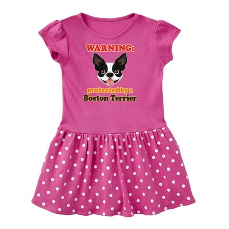 

Inktastic Boston Terrier Dog Protected By Gift Toddler Girl Dress