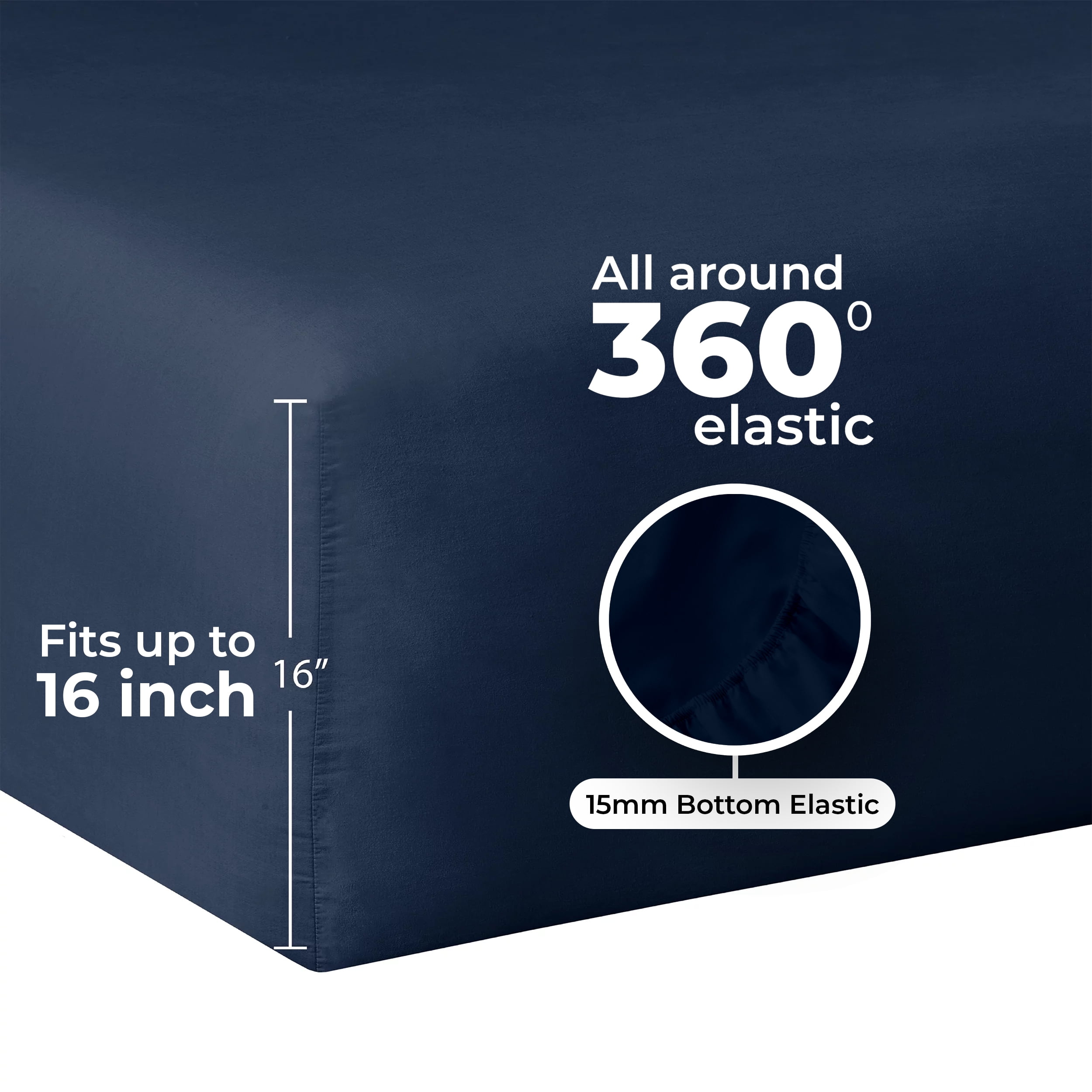Mainstays 300 Thread Count Easy Care Percale Fitted Sheet, Blue Cove, King