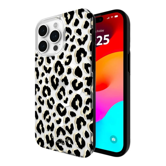 Funda de teléfono Kate Spade New York City Leopard Black para iPhone 15 Pro Max
