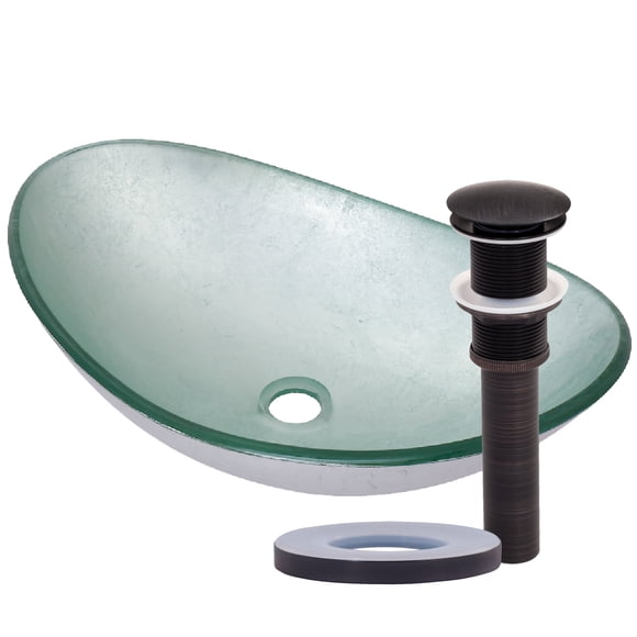 Novatto TIG-70328031ORB Ensemble de Lavabo de Salle de Bain avec Récipient en Verre Ovale Argento, Bronze Huilé
