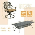 thumbnail image 2 of 9-Piece Patio Dining Set for 8, All Weather Cast Aluminum Outdoor Funiture Table and Chairs Set - 94.5" Rectangular Table and 8 Cushioned Swivel Rocker Chairs, Umbrella Hole, Khaki, 2 of 7