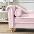 thumbnail image 6 of Luxurious Pink Velvet Chaise Lounge Chair with Hidden Storage, Gold Metal Legs, Modern Upholstered Sofa for Living Room & Bedroom, Comfortable & Stylish Seating (60.6" L), 6 of 12