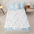 thumbnail image 4 of Castle Fairy Blue Cherry Bow Letter S Zipper Twin Comforter Sets with Fitted Sheet and 2 Pillowcases for Girls,Fruit Pattern Zipper Bedding Set,4-Piece,Reversible, 4 of 6