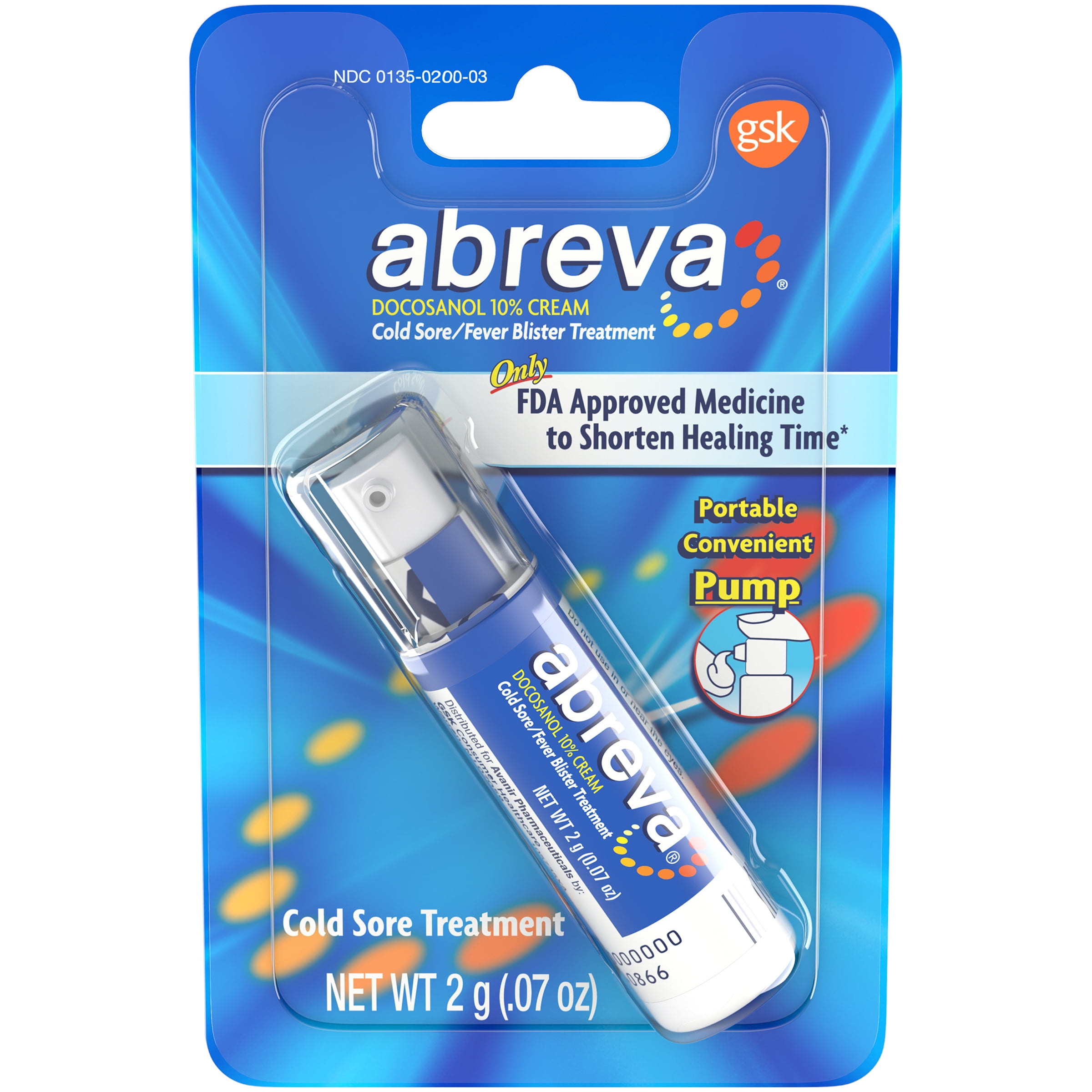 Abreva Cold Sore/Fever Blister Treatment Cream Pump 0.07 oz