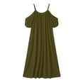thumbnail image 5 of Blmnix Flowy Dresses Womens Dresses Long Summer Dresses Slip Dress Off The Shoulder Dresses Green Maxi Crew Neck 3/4 Sleeve Adjustable Strap Womens Dresses Summer XL, 5 of 5